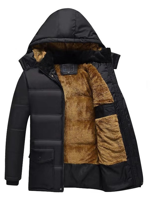 Men's Winter Coat Puffer Jacket Zipper Pocket Polyster Pocket Date ...