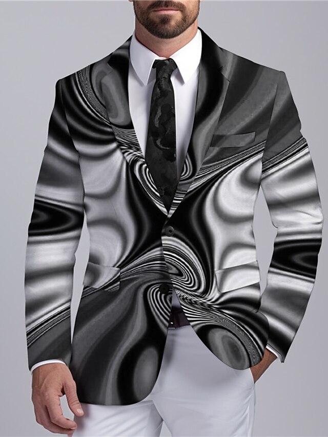  Homme Illusion d'optique manche longue Col Rabattu Affaires Abstrait Travail Tenue de travail Sortir Boutons Imprimé Multi-poches