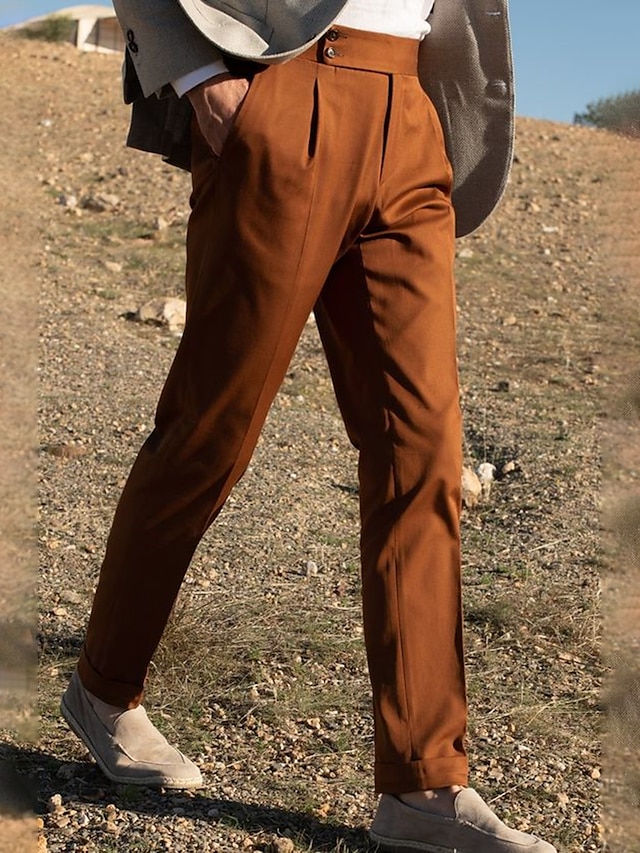  Herren Anzughosen Hose Hosen Anzughose Gurkha-Hose Tasche Glatt Komfort Atmungsaktiv Outdoor Täglich Ausgehen Modisch Brautkleider schlicht Schwarz Weiß