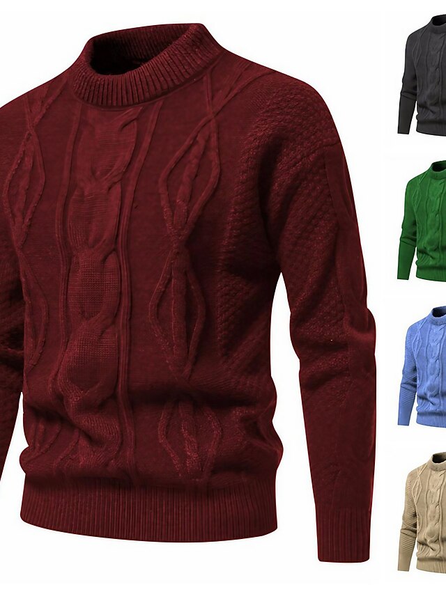 Men's Pullover Sweater Jumper Cropped Sweater Ribbed Knit Regular