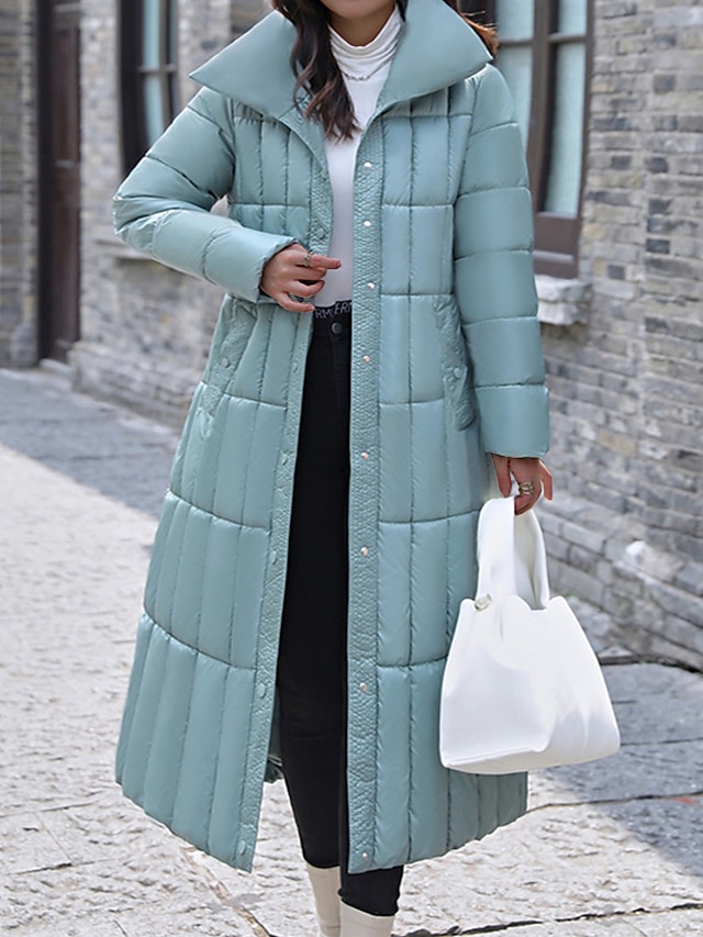 Women's Parka Long Puffer Jacket Quilted Winter Coat Zip up Hooded Coat ...