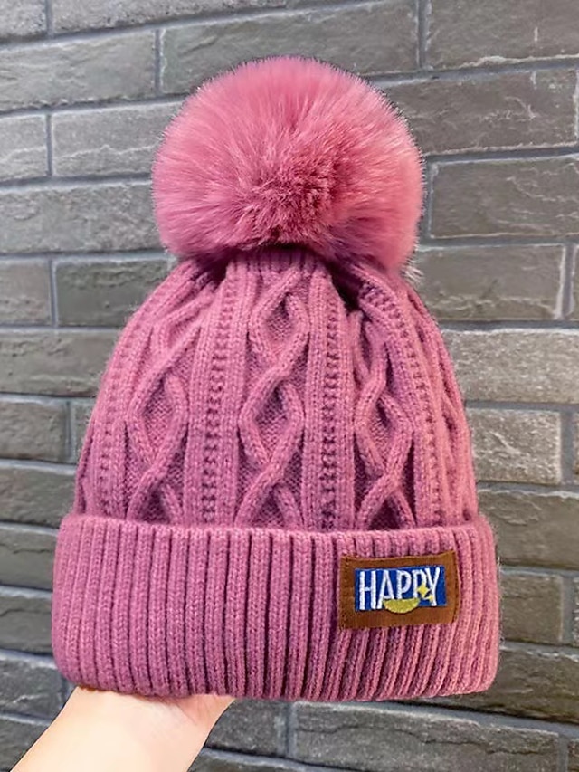  Zimowa ciepła czapka z pomponem prążkowane czapki klasyczna naszywka z etykietą czapki z elastycznej dzianiny z mankietami czapka z czaszką odporna na zimno czapka narciarska dla kobiet