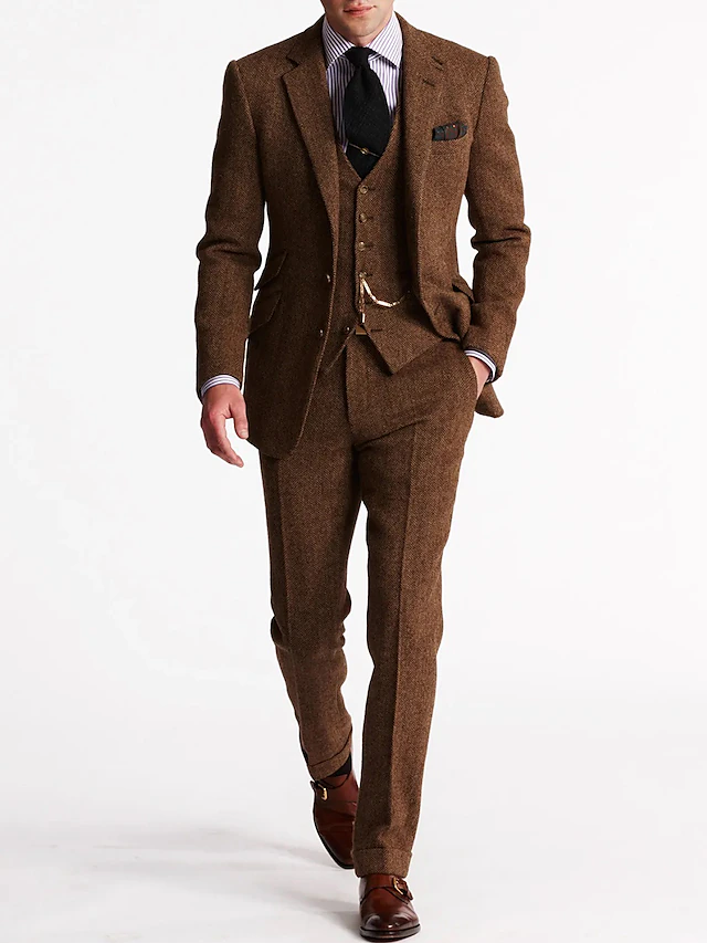 Gilet de costume vintage en laine tweed pour homme - Style décontracté - Revers cranté - Coupe ajustée - Pour garçons d'honneur - noir - Taille XL Gilet de costume vintage en laine tweed pour homme - Style décontracté - Revers cranté - Coupe ajustée - Pour garçons d'honneur - noir - Taille XL