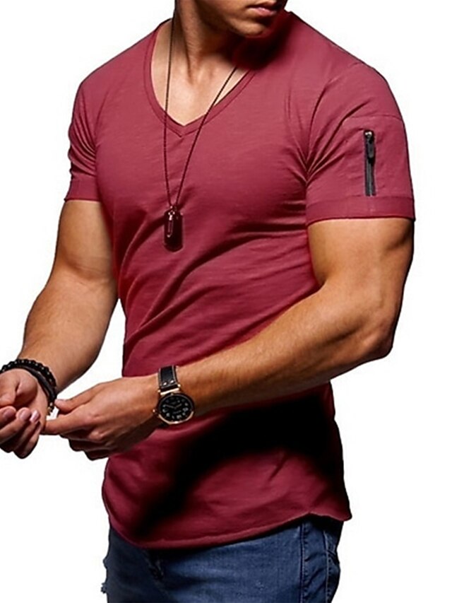  男性用 シャツ Tシャツ グラフィック 平織り Ｖネック ウォータースラリープリント プラスサイズ カジュアル フィットネス 半袖 衣類 筋 スリムフィット 快適 いい結果になる