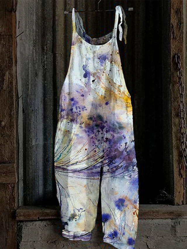 Women's Overall Floral Active Going out Weekend Straight Loose Fit Strap White Pink Red S M L Spring 7