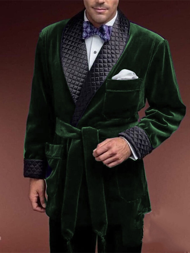 Men's Velvet Party Suits 2 Piece Suits Solid Colored Tailored Fit ...