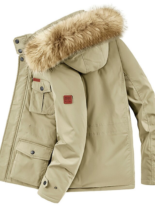 Men's Winter Coat Winter Jacket Puffer Jacket Zipper Pocket Polyster ...