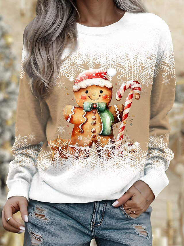 Christmas Sweatshirt Women's Pullover Graphic Snowflake Sportswear