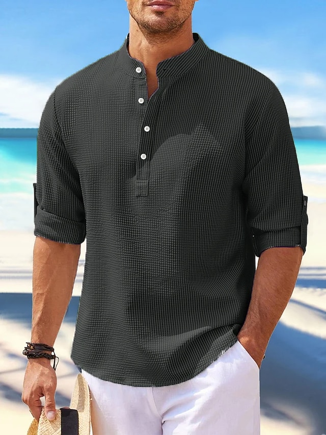 Chemise Lin Coton Plage Vacances MOVAWAKY Chemisette Homme Manches