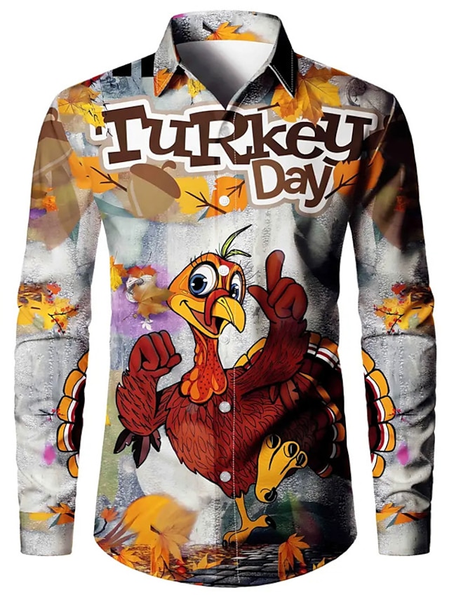  Per uomo Turchia Camicia Camicia con bottoni Manica lunga Artistico Astratto Esterno Strada Casual / quotidiano Autunno inverno Collo ripiegabile Bottoni Stampa Grigio