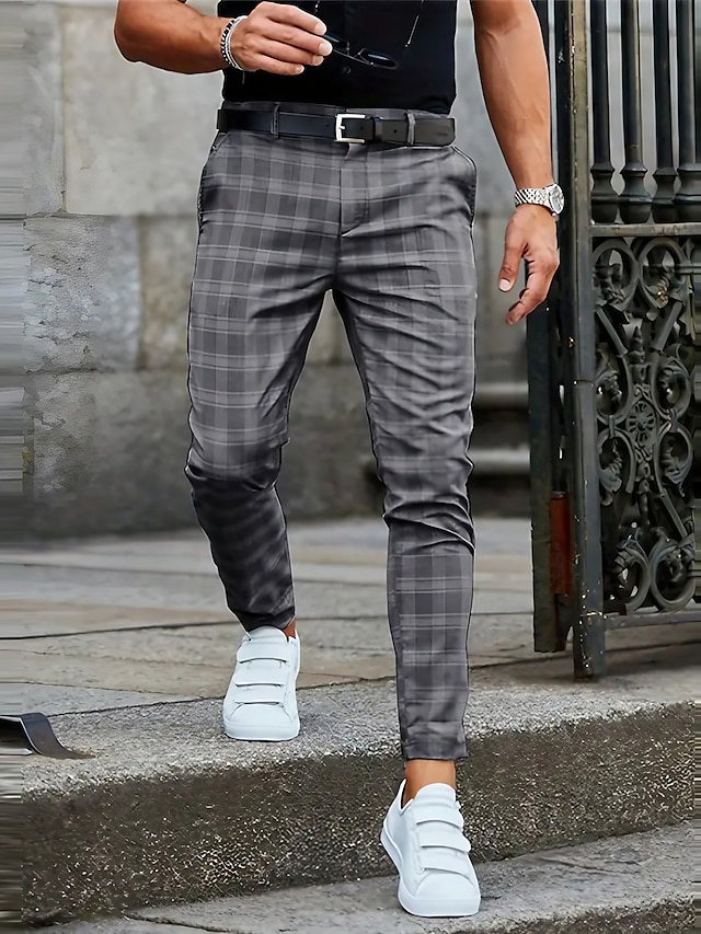  Plaid Entreprise Homme Impression 3D Pantalon Extérieur Usage quotidien Vêtement de rue Polyester Noir Bleu Kaki S M L Taille médiale Élasticité Pantalon