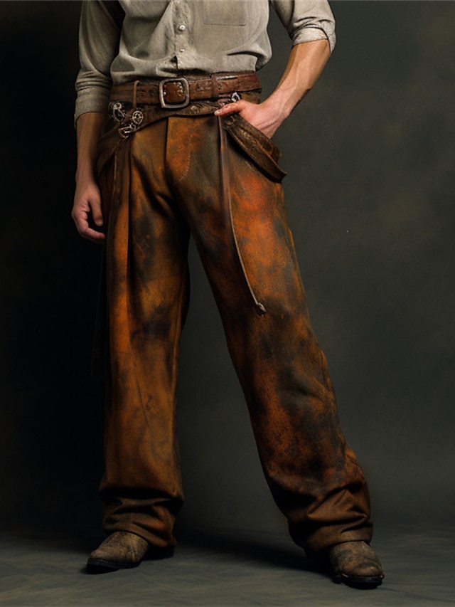  Rampe de dégradé Cowboy Rétro Vintage Homme Impression 3D Pantalon Extérieur Plein Air Travail Polyester Marron S M L Taille haute Élasticité Pantalon