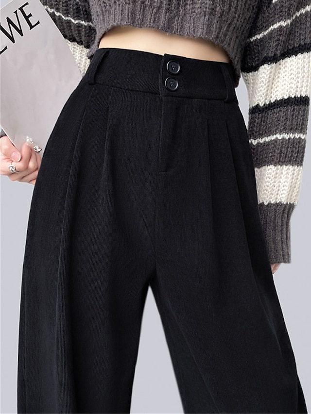  женские классические брюки широкие вельветовые брюки полная длина модная уличная одежда для офиса на открытом воздухе плюшевые темно-кофейные бархатные розовые s m осень-зима