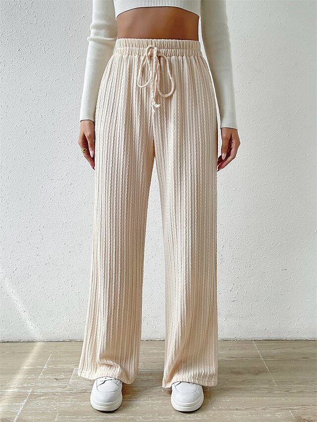 Women Spring Pure Color Linen Wide Leg Pants main image 1