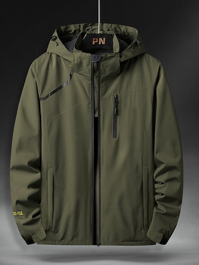  Hombre Chaqueta al aire libre Impermeable Chaqueta para senderismo Ropa Cotidiana Vacaciones Fin de semana Suave Cremallera IMPERMEABLE Otoño invierno Plano Cálido Contemporáneo moderno Con Capucha