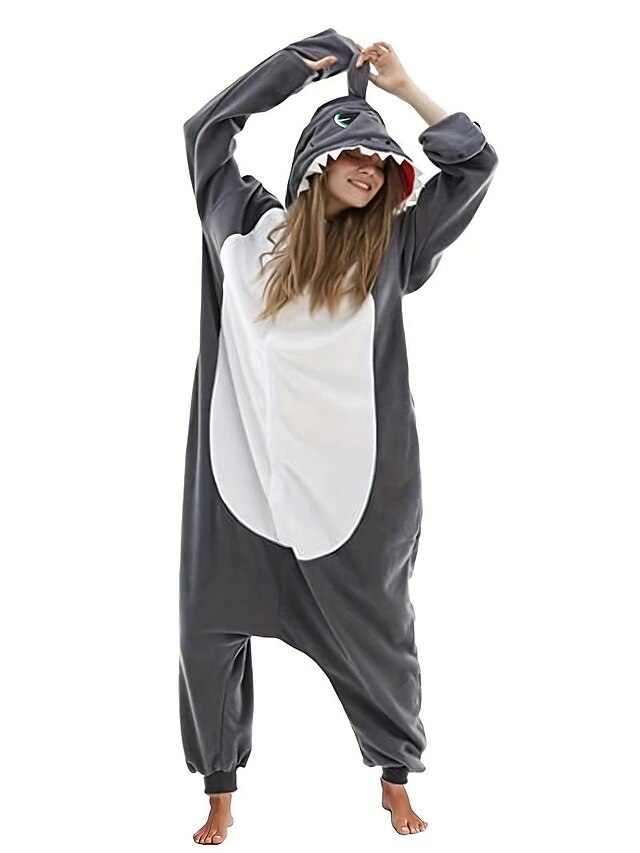 Adults' Animal Nightwear Onesie Costume Carnival Costume Shark Onesie Pajamas Kigurumi Pajamas One Piece For Men's Women's Carnival Cartoon 6