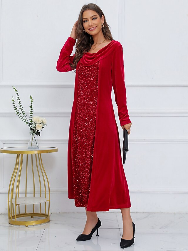 Women's Sequin Dress Velvet Dress Party Dress Sparkly Dress Christmas