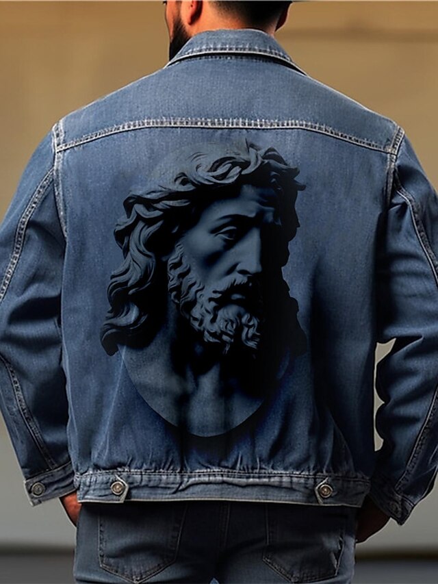 Men's Coat Denim Jacket Sculpture Casual Breathable Comfortable Sports