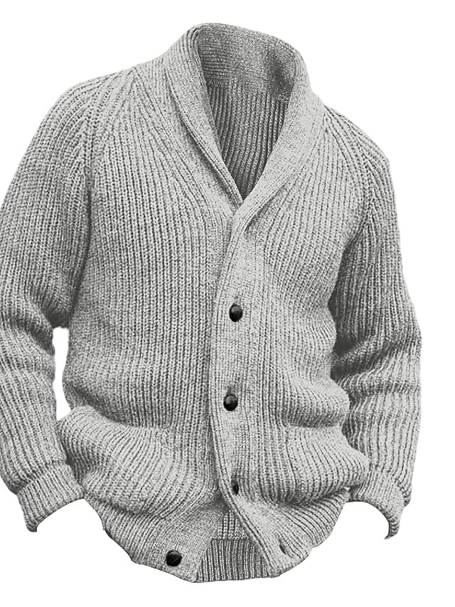 Men's Cardigan Sweater Chunky Cardigan Cropped Sweater Cable Knit
