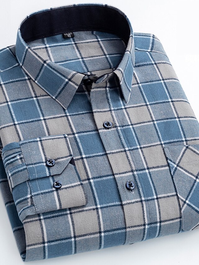 Men's Shirt Button Up Shirt Casual Shirt Plaid Shirt Overshirt Yellow Royal Blue Blue Sky Blue