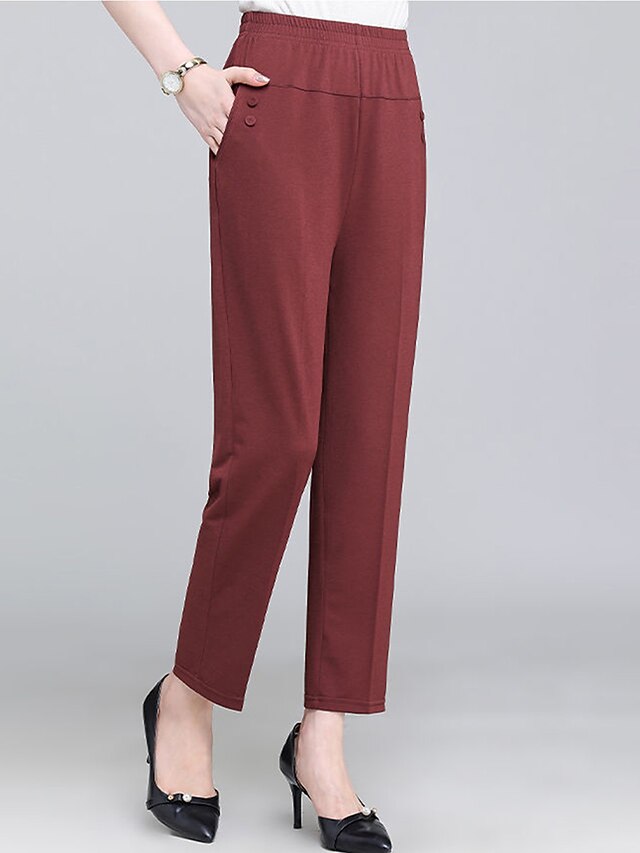 Women's Dress Pants Cropped Pants Cotton Pocket High Cut High Waist