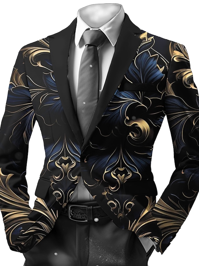  Men's Floral Long Sleeve Turndown Vintage Business Work Wear to work Going out Buttons Print Multi Pocket