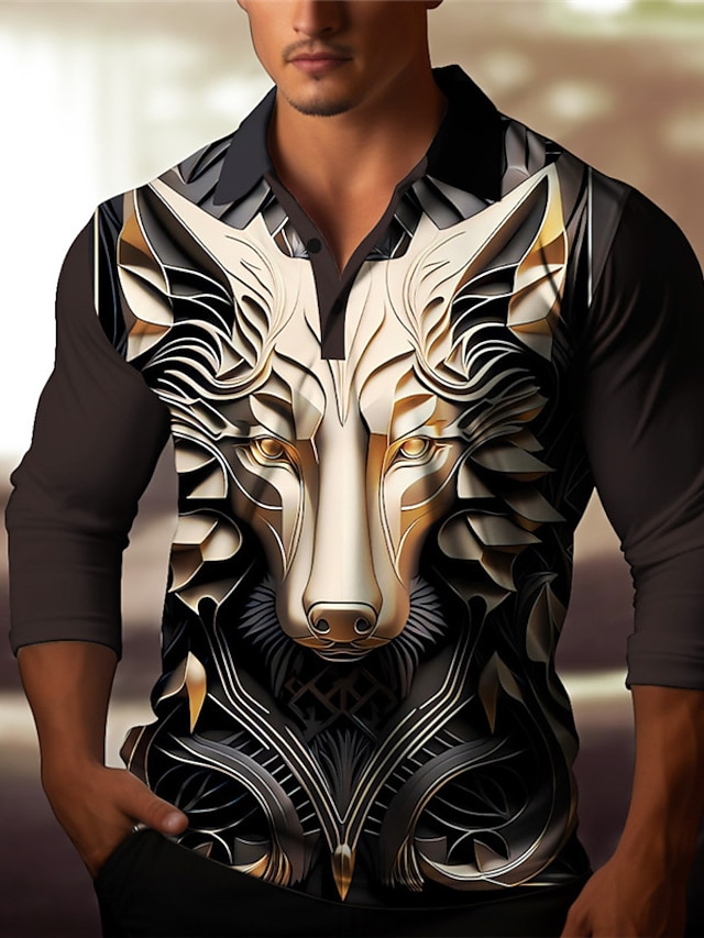 Wolf Relief Pattern Men's Abstract Print 3D Outdoor Casual Daily ...