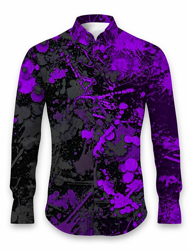 Edgy Purple Graffiti Print Oversized Shirt