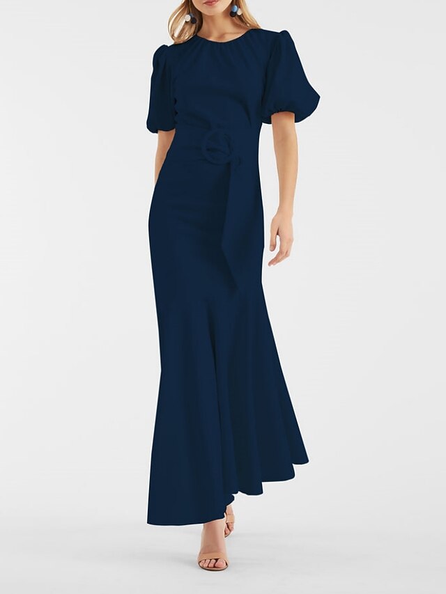 Mother Of The Bride Dress Steel Grey Beaded Cape-Sleeve Jewel Neck Chiffon Maxi Mother Of The Bride Dresses