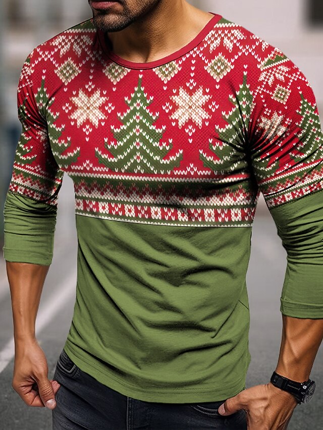 Graphic Christmas Tree Fashion Designer Casual Men's 3D Print T shirt