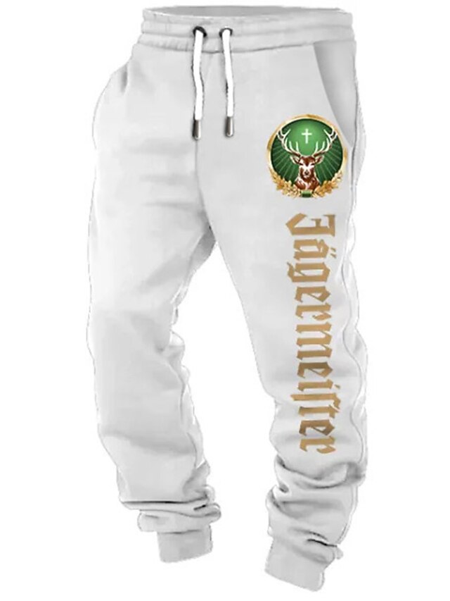  レタード カジュアル 男性用 3Dプリント スウェットパンツ ジョガー パンツ アウトドア ストリート カジュアル／普段着 ポリエステル ブラック ホワイト ネイビーブルー S M L ミディアムウエスト 弾性 パンツ