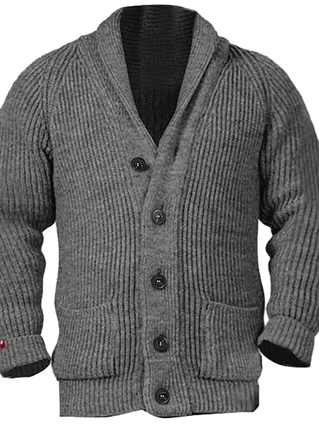 Mens Cardigan Sweater Cropped Sweater Knit Sweater Ribbed Knit Regular