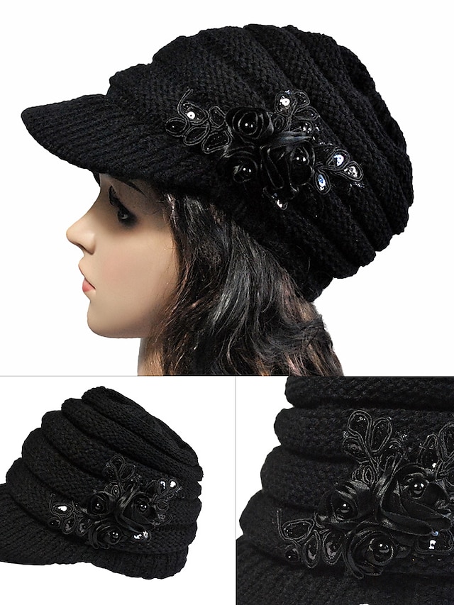  Pentru femei Pălărie Beanie Pălărie caldă de iarnă Casă Zilnic Concediu Culoare solidă / simplă Fibră Acrilică Retro Casual Cald Casul / Zilnic 1 pcs