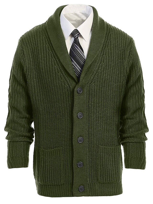 Men's Cardigan Sweater Chunky Cardigan Christmas Sweaters Ribbed Knit