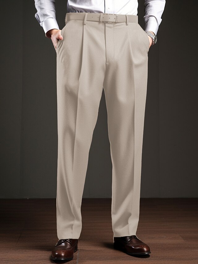Men's Dress Pants Trousers Suit Pants Pocket Plain Comfort Breathable