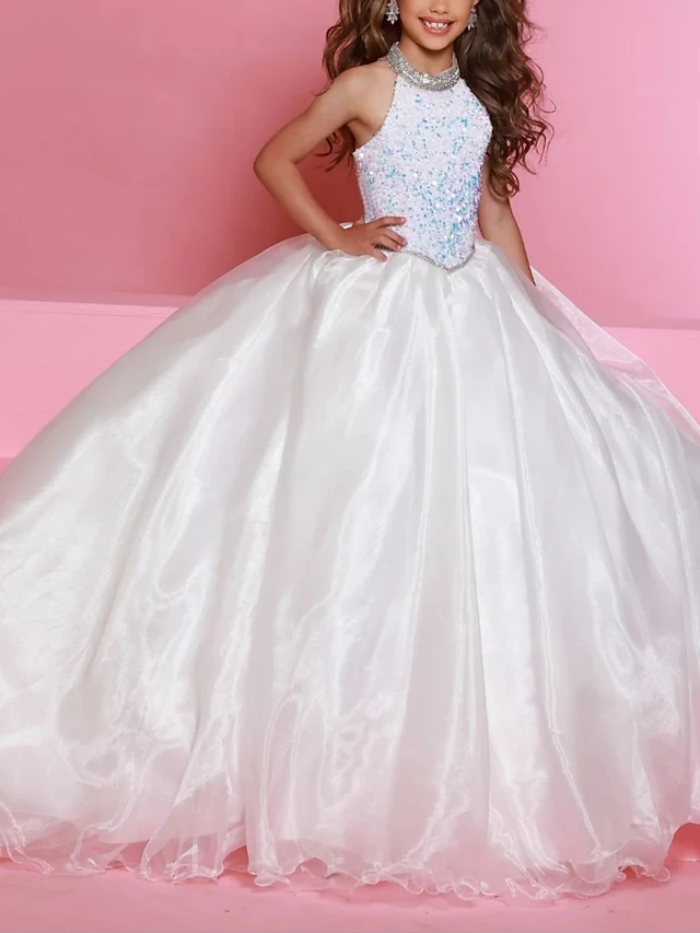 Princess Sweep / Brush Train Flower Girl Dress Wedding Party Girls Cute Prom Dress Organza with Solid Color Mini Bridal Fit 3-16 Years dress to impress3
