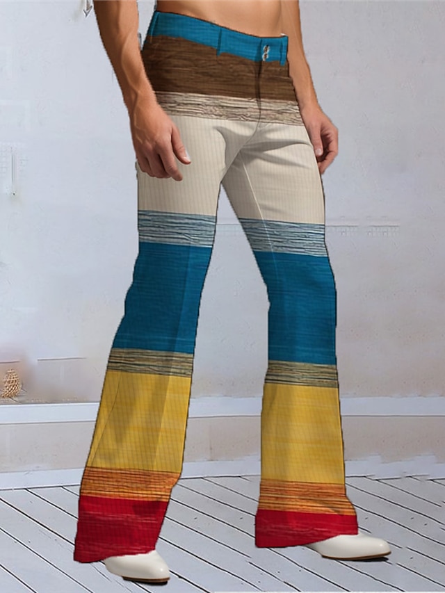 Pantalon Vintage Homme Rayé - Taille Haute En Coton - Coupe Droite Automne/hiver