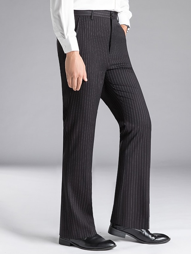 Men's Dress Pants Flared Pants Trousers Suit Pants Pocket Stripe