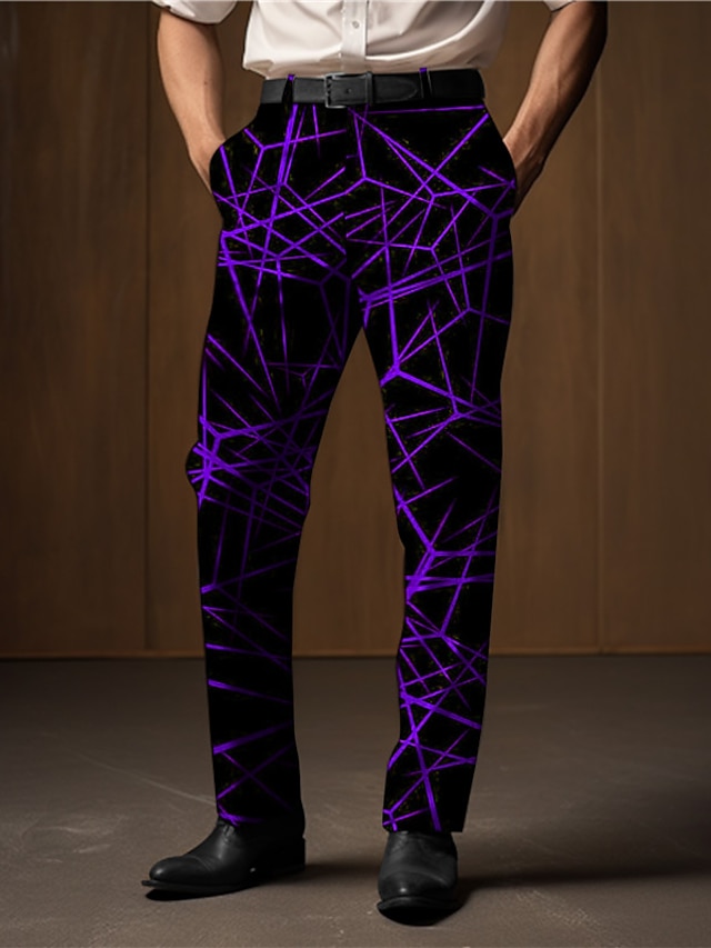 Geometrie Afacere Abstract Bărbați Imprimare 3D Costume Pantaloni În aer liber Purtare Zilnică Haine de strada Poliester Negru Alb Albastru S M L Talie medie Elasticitate Pantaloni