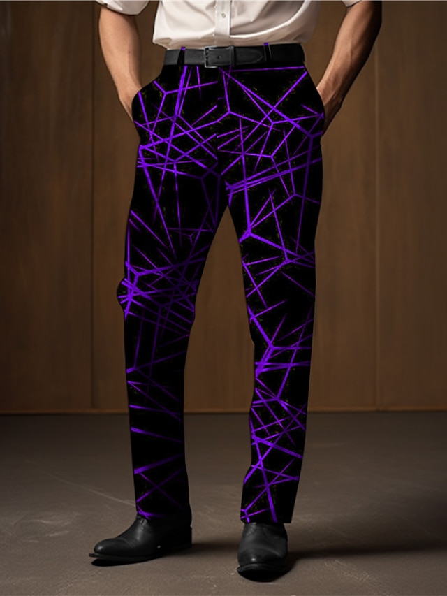  Geometrie Obchodní Abstraktní Pánské 3D tisk Oblekové Kalhoty Venkovní Denní nošení Streetwear Polyester Černá Bílá Modrá S M L Středně vysoký pas Pružnost Kalhoty