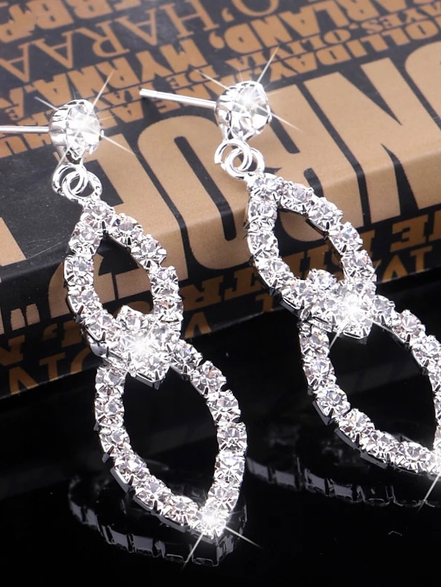  2 Paar Ohrstecker Tropfen-Ohrringe For Damen Formal Hochzeit Partyabend Strass Aleación Tropfen Mode Diamant Hochzeit