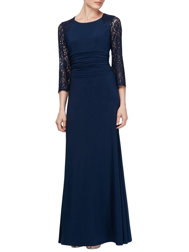 Sheath / Column Mother of the Bride Dress Wedding Guest Elegant Scoop