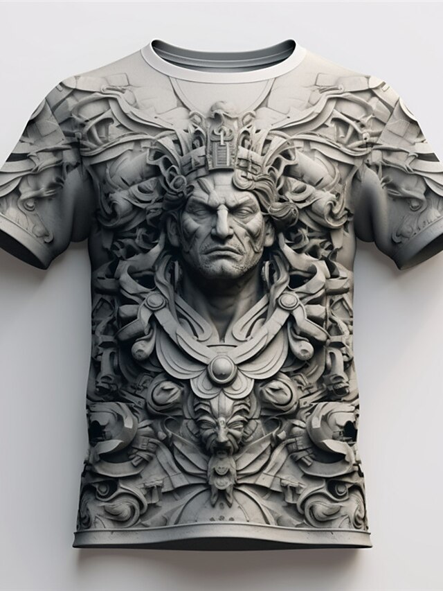 Graphic Escultura Vikingo Diario Design Retro Antiguo Hombre Impresión 3d Camiseta Deporte 2341