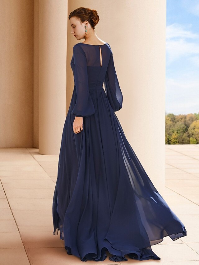 TS A-Line Mother of the Bride Dress Wedding Guest Elegant V Neck Floor ...