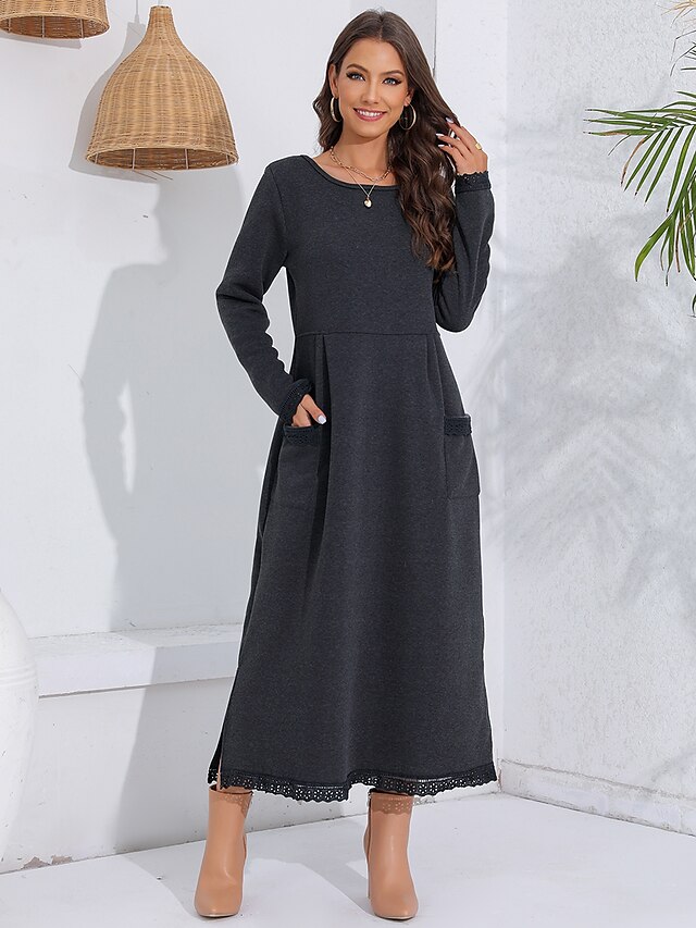 Women's Sweatshirt Dress Casual Dress Winter Dress Maxi long Dress ...