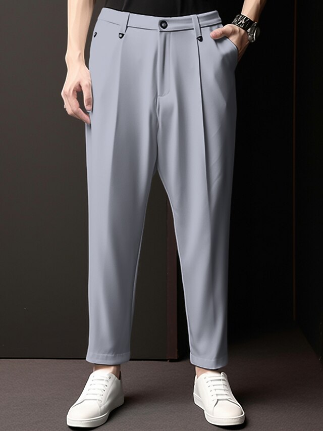 Men's Dress Pants Trousers Suit Pants Zipper Button Pocket Plain