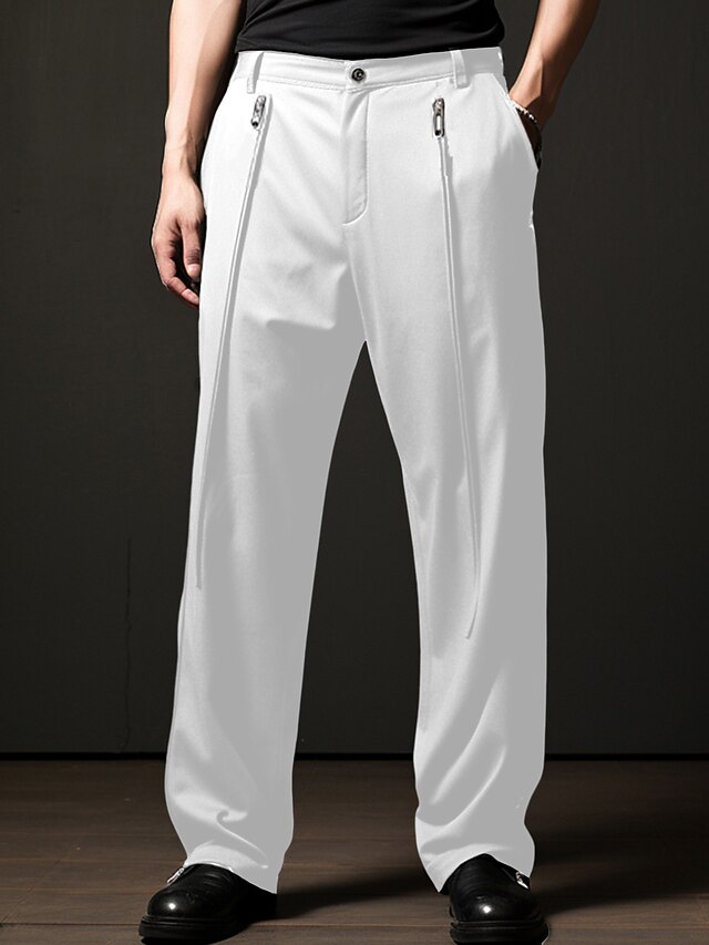 Men's Dress Pants Trousers Suit Pants Zipper Pocket Straight Leg Plain