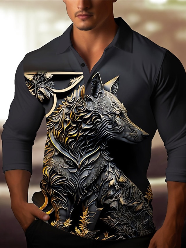 Wolf Relief Pattern Men's Abstract 3D Print Outdoor Casual Daily ...