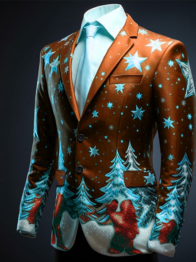  Men's Tree Long Sleeve Turndown Business Work Wear to work Going out Buttons Print Multi Pocket