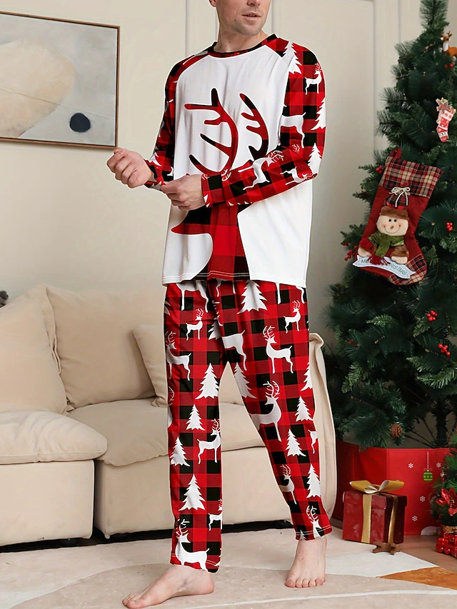 Men's Pajama Set Shorts Mens Holiday Sleepwear Men's Holiday